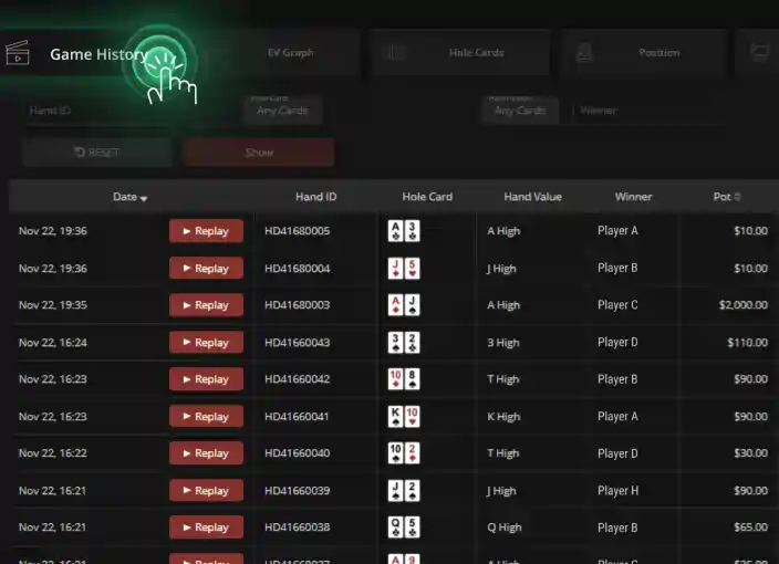 GGPoker客户端牌局历史